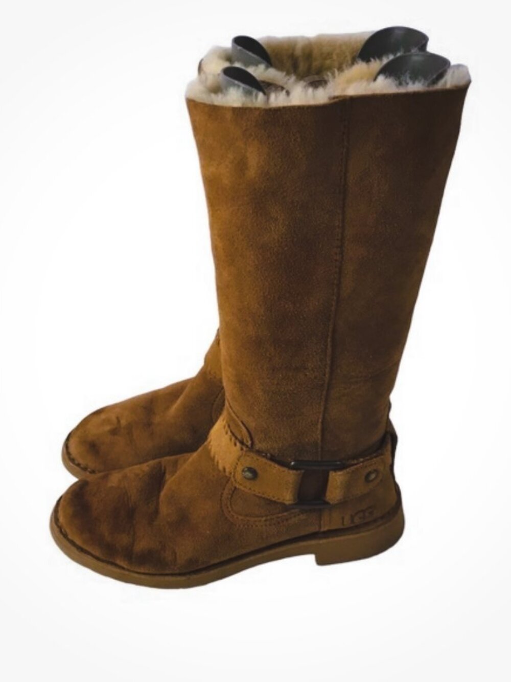 UGG Women' Braiden Genuine Shearling/Suede Harness Boots Chestnut size 7.5